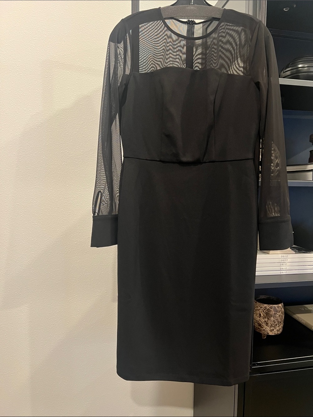 Maggy London Black Long-Sleeve Sheer-Yoke Cocktail Dress